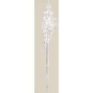  16 Glittered Clear Dripping Icicle Christmas Ornament 