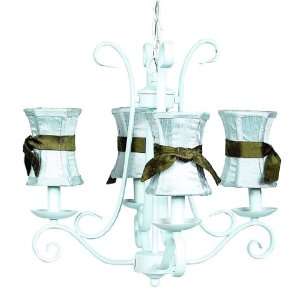  4 Arm Harp Chandelier in Baby Blue with Hourglass Blue 