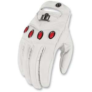  Icon Womens Hella Leather Gloves, White, Gender Womens 
