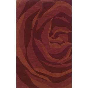  8 x 10 Area Rug Huge Rose Pattern in Brick and Rust 