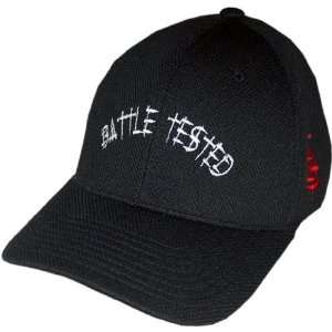  Battle Tested Logo Black Flex Fit Pique Mesh Hat Sports 