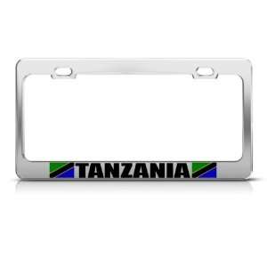  Tanzania Flag Chrome Country Metal license plate frame Tag 