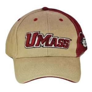  NCAA UMASS MASSACHUSETTS MINUTEMEN HAT CAP KHAKI MAROON 