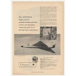  1958 USAF Convair F 106A Genisco Flight Control Print Ad 