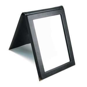  10x7 1/4 Inch Black Faux Leather Folding Mirror   Pack Of 