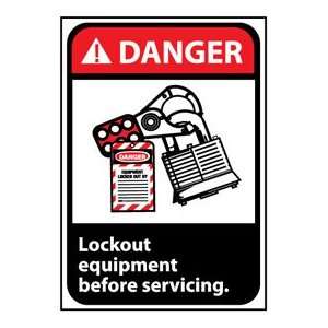 Danger Sign 10x7 Vinyl   Lock Out Equipment Before Servicing  