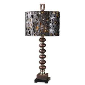   Black Woven Metal TABLE LAMP Stacked Spheres
