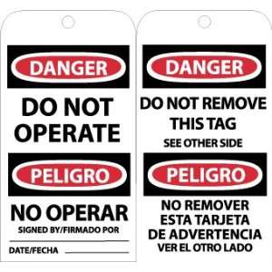 Accident Prevention Tags, Danger Do Not Operate (Bilingual), 6X3 