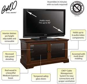  BELLO WAVS331 Audio/Video Cabinet/32 46 Brown 