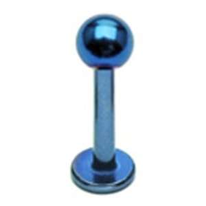 14g Blue Labret Monroe Stud Lip Ring Piercing Titanium Anodized Over 