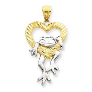  14k and Rhodium D/C Frog in Heart Pendant Jewelry