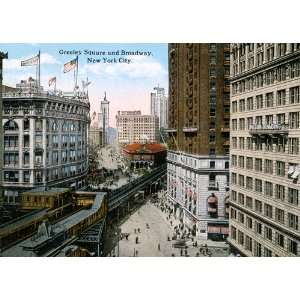  Greeley Square Broadway New York City 1921 Vintage Print 
