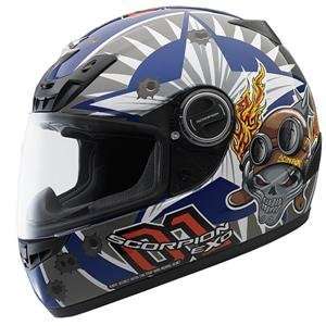  Scorpion EXO 400 Dogfight Helmet   Medium/Blue Automotive