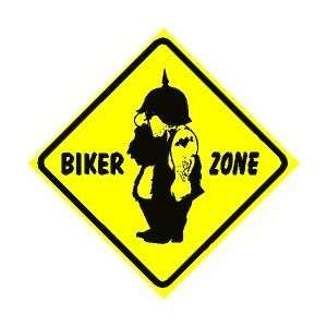BIKER ZONE sign * street motorcycle gang 