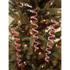  Set Of 18 Red & Clear Spiral Icicle 10 Christmas 