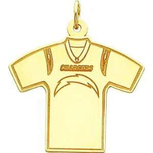  14K Gold NFL San Diego Chargers Football Jersey Charm 