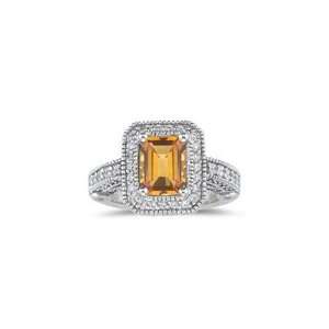  1.30 Cts Diamond & 1.67 Cts Citrine Ring in 18K White Gold 