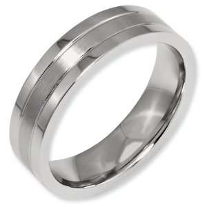  Stainless Steel Grooved 6mm Satin and Polished Band ring 