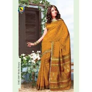   Stylish Mustard Color Party Wear Art Silk Saree /Sari 