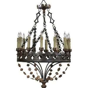   Cinder Wrought Iron and Resin Chandelier 6512 12 31