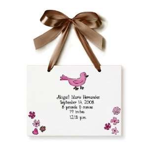  Little Pink Bird Ceramic Birth Certificate Baby