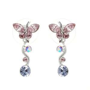 Perfect Gift   High Quality Dancing Butterfly Earrings with Purple 