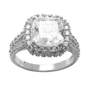   Sterling Silver Princess Cubic Zirconia Ring  3.76 ct tw Jewelry