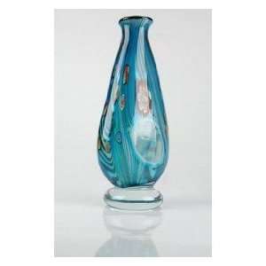 Glass Blue, Green & Black Vase Beautiful 100% Handblown 