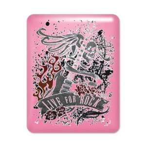  iPad Case Hot Pink Live For Rock Guitar Skull Roses and 