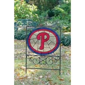 PHILADELPHIA PHILLIES Team Logo STAINED GLASS YARD SIGN (20 x 38) by 