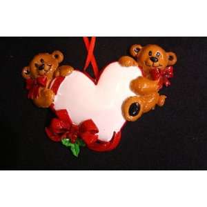  3494 Couple Bears on Heart Personalized Christmas Ornament 