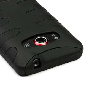   HTC EVO 4G HARD COVER CASE BLACK SILICONE SKINS BUBBER FEEL Fishbone