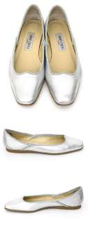 7176 auth Jimmy Choo silver leather Flats 38.5  