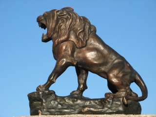 Ancienne sculpture Lion en furie T CARTIER terre cuite  