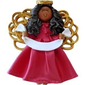  3924 Angel with Banner Red Gown African American Ornament 