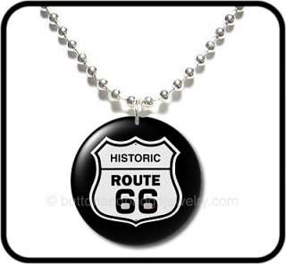 ROUTE 66* Historic American Highway Button NECKLACE  