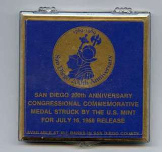 SAN DIEGO 200th Anniversary, USA, Bronze Medal, 1968  