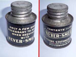 Antique Keystone Never Smear Ink Bottle Tin C.C. Hager  