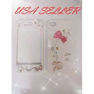  Cute Lovely 3D Pink Silk Bow With White Spots Case Front 
