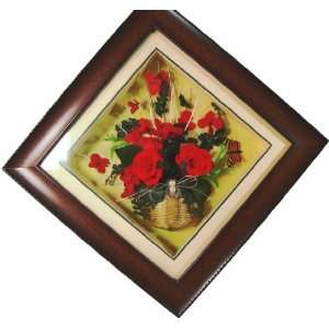Floral Tale 3D Handcrafted Floral Painting (Preserved Real Flower, Red 
