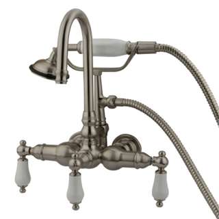 Wall Mount Goose Neck Brushed Nickel Clawfoot Bath Tub Faucet Claw 