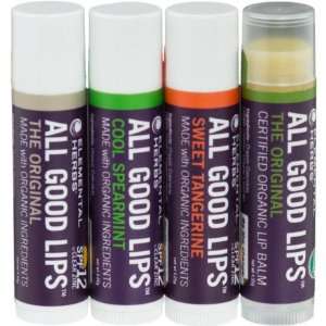  Elemental Herbs All Good Lip Balm Sampler Set SPF 12   4 
