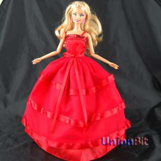 Red Fashion Party Dress Clothes Xmas Gift For Barbie  