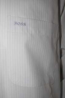 HUGO BOSS White Striped Men Dress SHIRT Sz 15.5/32 33  