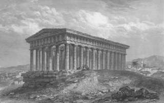 GREECE Temple of Theseus, Athens; Finden, old print, 1834  