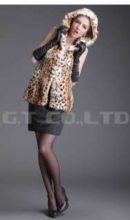 0301 leopard rabbit fur vest waistcoat gilet sleeveless Coat Jacket 