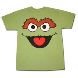 Sesame Street Oscar The Grouch Face Green Graphic Tee Shirt  
