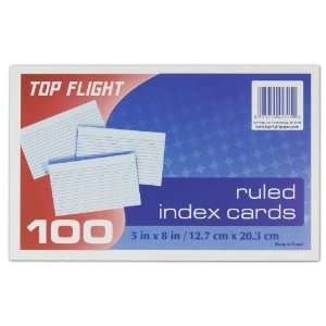  Top Flight Index Cards, Ruled, 5 x 8 Inches, White, 100 