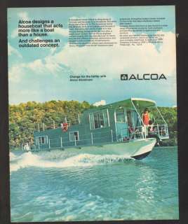 1969 Print Ad Alcoa Aluminum houseboat water trees sky  