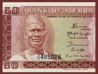 50 CENTS Note of SIERRA LEONE 1984 Siaka STEVENS   UNC  